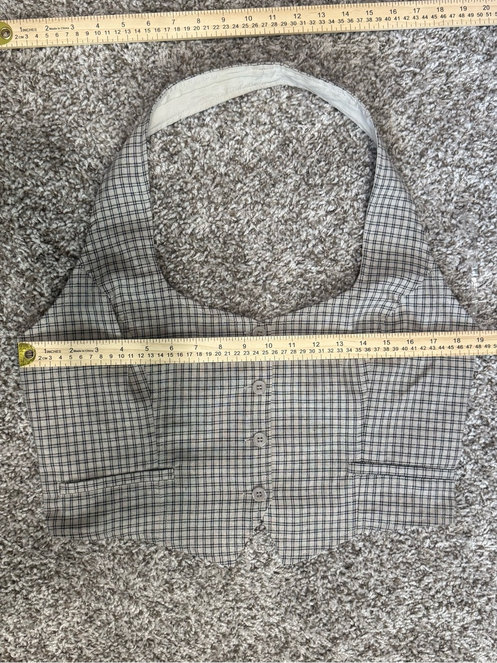 Keep On Charming Plaid Linen Cropped Vest - Picture 6 of 9